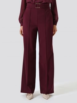 Burgundy Technical Fabric Trousers with Geometric Buckle det_2