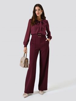 Burgundy Technical Fabric Trousers with Geometric Buckle sp_e1