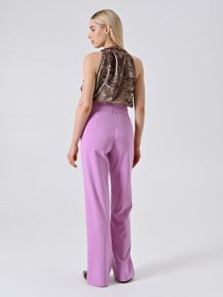 Pantaloni Rosa Orchidea con Fibbia Geometrica in Tessuto Tecnico  det_3