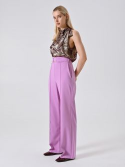 Pantaloni Rosa Orchidea con Fibbia Geometrica in Tessuto Tecnico  in_i7
