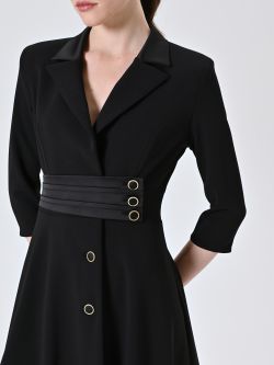 Abito Giacca Nero con Inserto in Raso  in_i5
