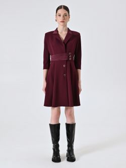 Abito Giacca Bordeaux con Inserto in Raso  det_1