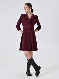 Abito Giacca Bordeaux con Inserto in Raso  in_i7