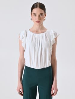 Top Bianco con Maniche ad Aletta det_2