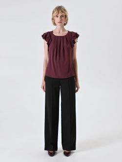 Burgundy Top with Cap Sleeves det_1