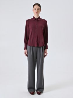 Burgundy Shirt with Covered Buttons det_1