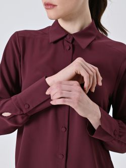 Burgundy Shirt with Covered Buttons in_i5