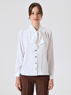 White Satin Blouse with Bow det_2