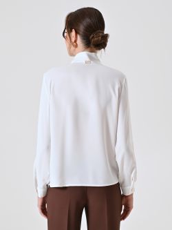 White Satin Blouse with Bow det_3