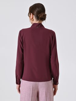 Burgundy Satin Blouse with Bow det_3