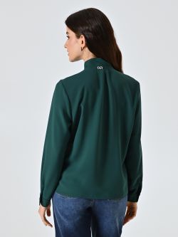 Green Satin Blouse with Bow det_3