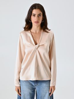Beige Blouse with Knot det_2
