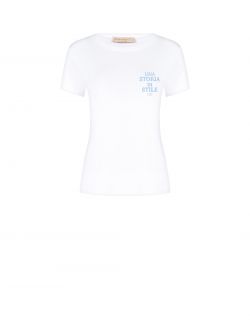 White Cotton T-shirt Storia di Stile det_4