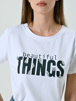 T-shirt Bianca in Cotone Beautiful Things in_i5
