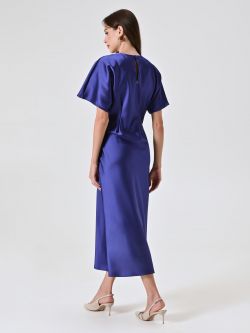 Blueberry Purple Satin Dress with Knot det_3
