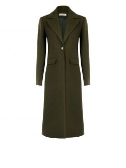 Maxi Cappotto Verde in Panno Operato Disegno Diagonale det_4