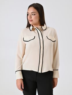Camicia Curvy con Piping in_i7