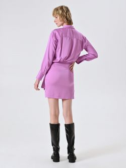 Orchid Pink Shirt Dress in Hammered Satin det_3
