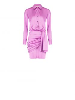 Orchid Pink Shirt Dress in Hammered Satin det_4
