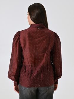 Curvy Burgundy Shirt with Rhinestones det_3