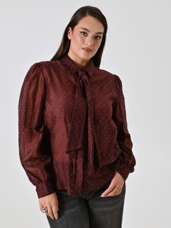 Curvy Burgundy Shirt with Rhinestones in_i7