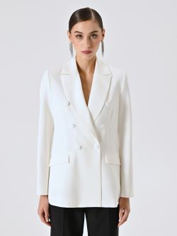 White Double-breasted Jacket in Technical Fabric det_2