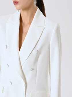 White Double-breasted Jacket in Technical Fabric in_i5