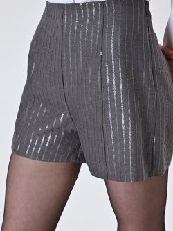 Pinstriped Shorts with Lurex Thread in_i5