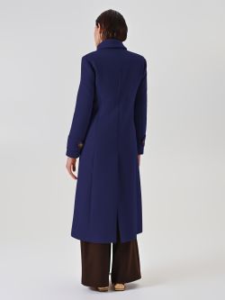 Navy Double-Breasted Long Coat det_3