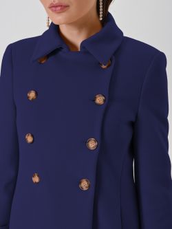 Navy Double-Breasted Long Coat in_i5