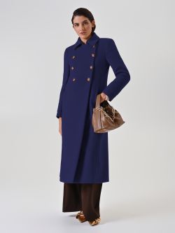 Navy Double-Breasted Long Coat sp_e1