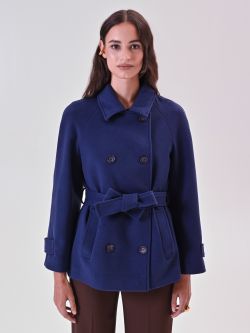 Cappotto Blu Corto in Velour det_2