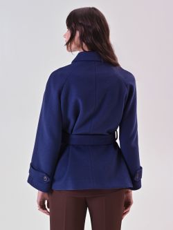 Cappotto Blu Corto in Velour det_3