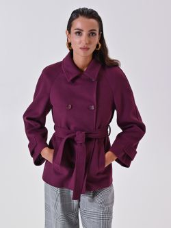 Manteau bordeaux court en velours in_i7