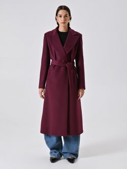 Burgundy Midi Wrap Coat det_1