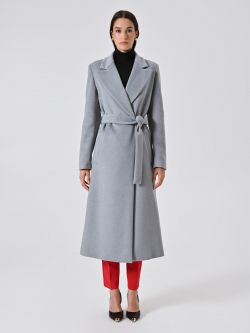 Grey Midi Wrap Coat det_1