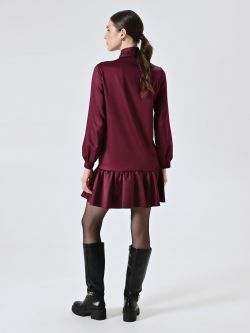 Chemisier in Raso con Fiocco Bordeaux det_3