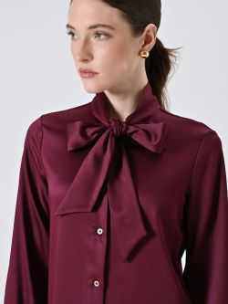 Chemisier in Raso con Fiocco Bordeaux in_i5