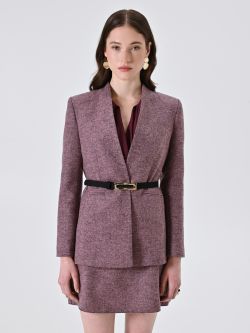 Cappotto Rosa in Tessuto Spinato det_2