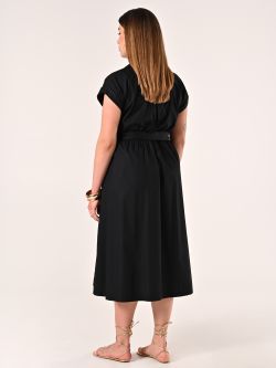 Hemdblusenkleid aus Baumwolle in Schwarz det_3