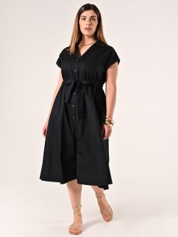 Hemdblusenkleid aus Baumwolle in Schwarz in_i7