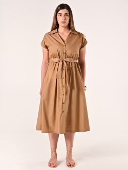 Hemdblusenkleid aus Baumwolle in Beige det_1