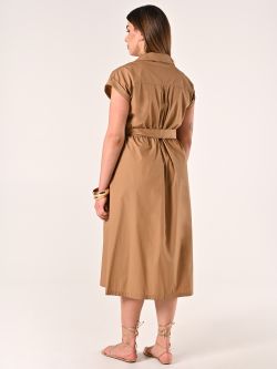 Hemdblusenkleid aus Baumwolle in Beige det_3