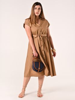 Hemdblusenkleid aus Baumwolle in Beige sp_e1