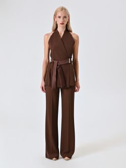 Chocolate Waistcoat with Satin Ribbons det_1