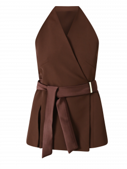 Chocolate Waistcoat with Satin Ribbons det_4