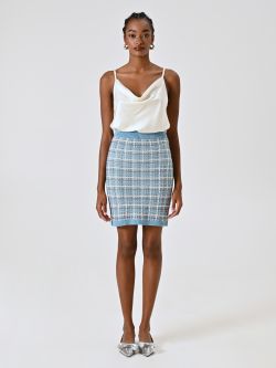 White Top with Draped Neckline det_1