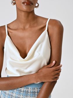 White Top with Draped Neckline in_i5