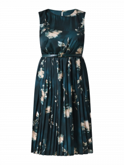 Grünes Plissee-Kleid mit Blumenmuster det_4