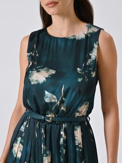 Robe plissée verte imprimé fleuri in_i5